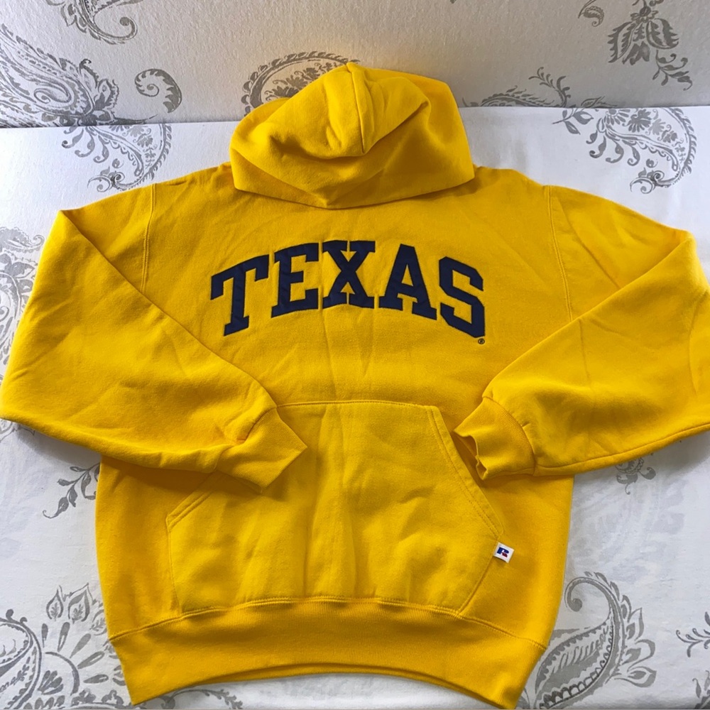 Vintage Russell Athletic Texas
Hoodie Mens M Yellow‎ Sweatshirt